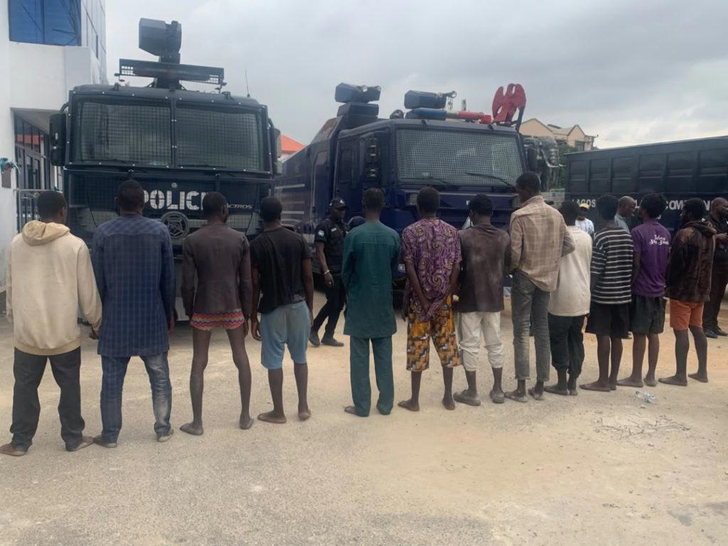 Lagos police display recovered firearms including 14 pistols after busting criminal suspects in August raids