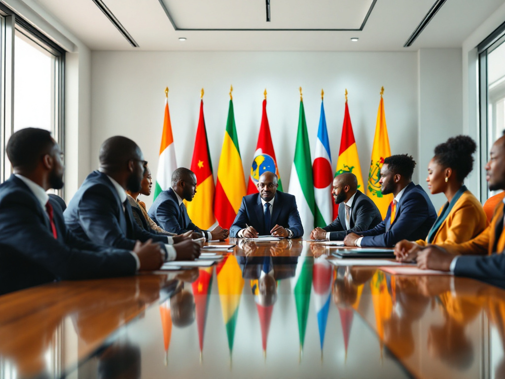 African Union leaders in a conference discussing African Union updates