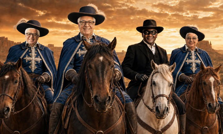 A symbolic representation of Africa’s top business families: three portraits on one side and one on the other, set in a contemporary boardroom with African design elements.