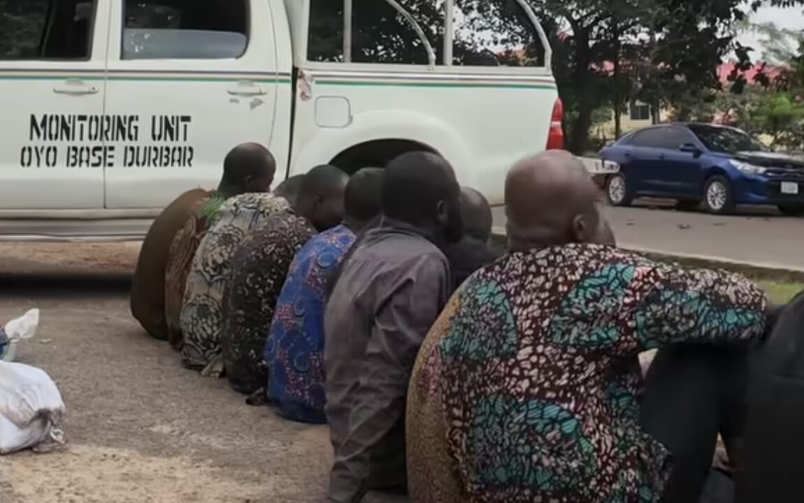 Nigerian police officers during a raid operation in Oyo State, 2026