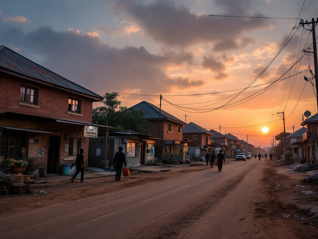 A quiet street in Kuje, Abuja, at dusk, symbolizing the community affected by the APC ultimatum.
