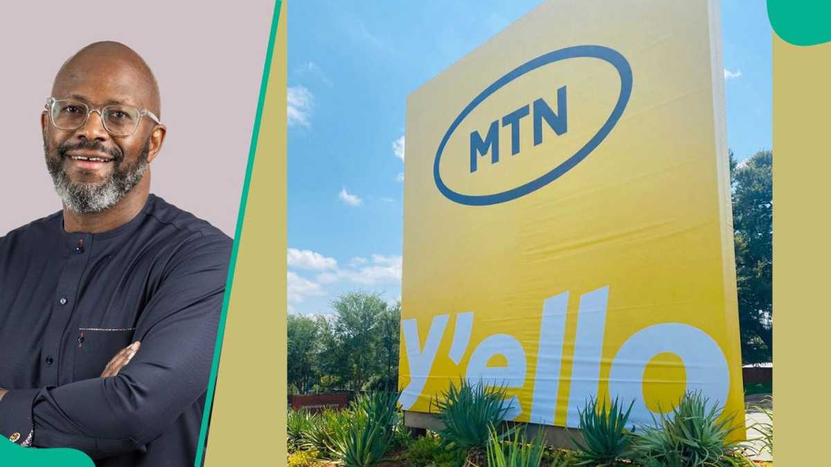 A smartphone showing a banking app interface with MTN branding, representing MTN's entry into banking services across Africa.