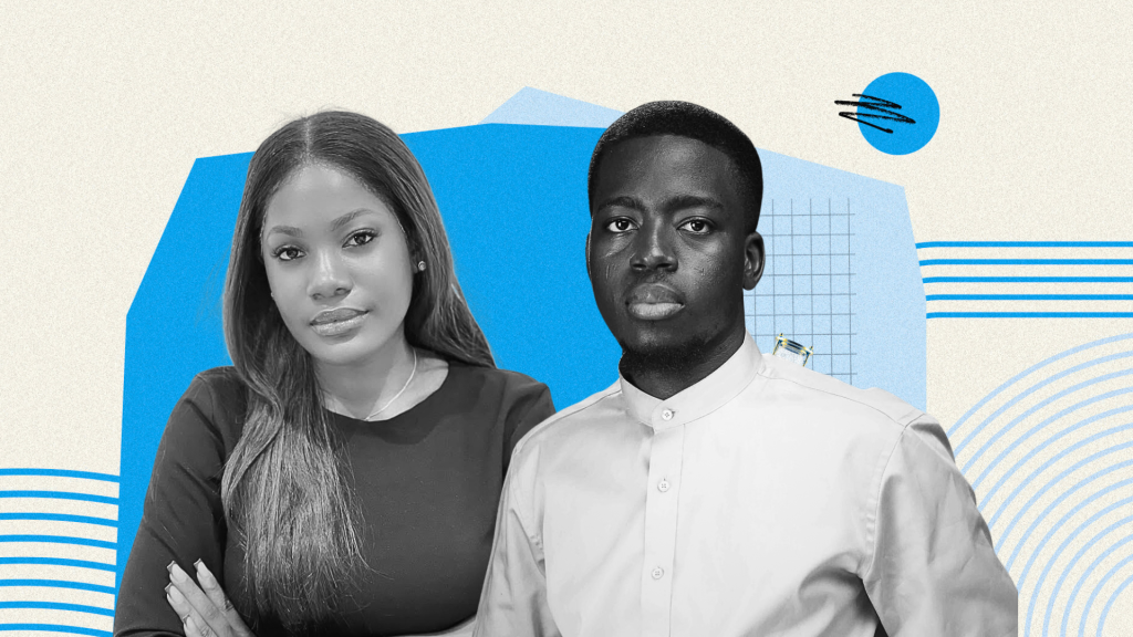 Young African professionals working on AI-powered expense tracking software in a modern office