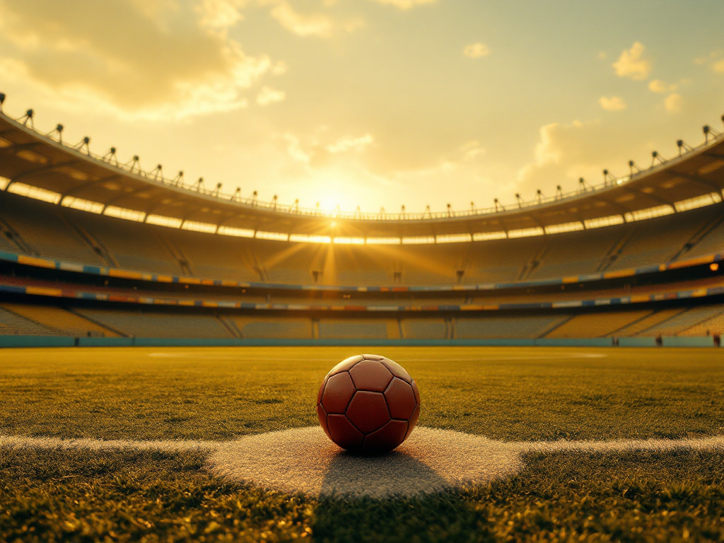 A symbolic image of a football on an empty stadium pitch, representing Peter Odemwingie's reflections on the QPR transfer saga and its impact on Nigerian football.