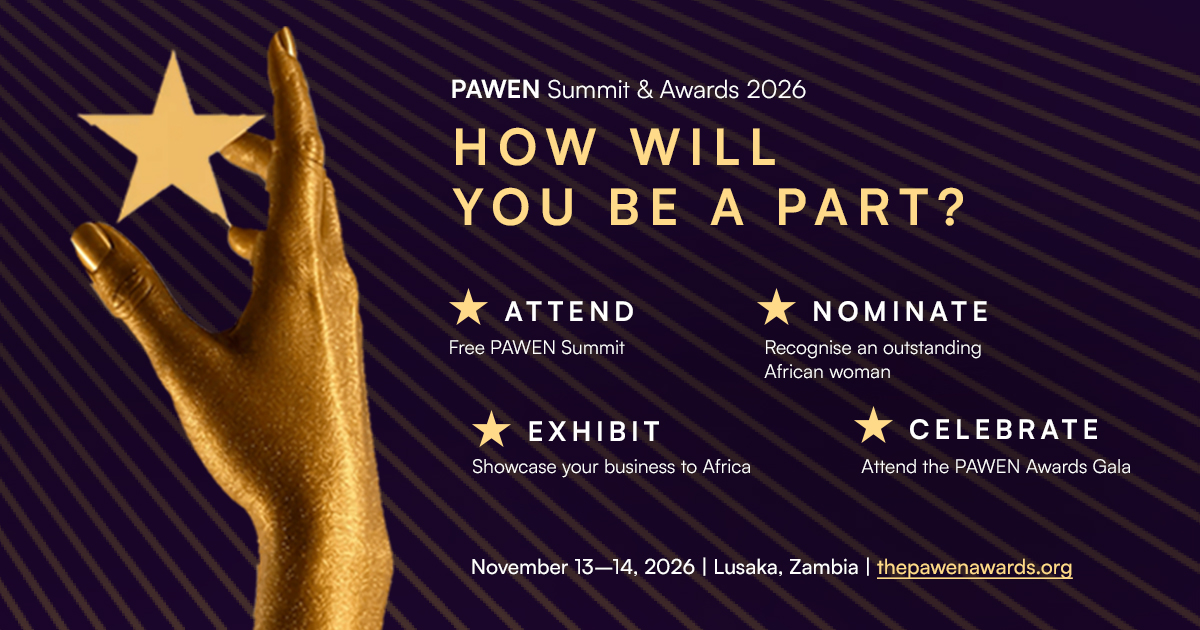Diverse African women professionals walking together in a modern Lusaka conference center, representing unity and leadership at the PAWEN Summit 2026.