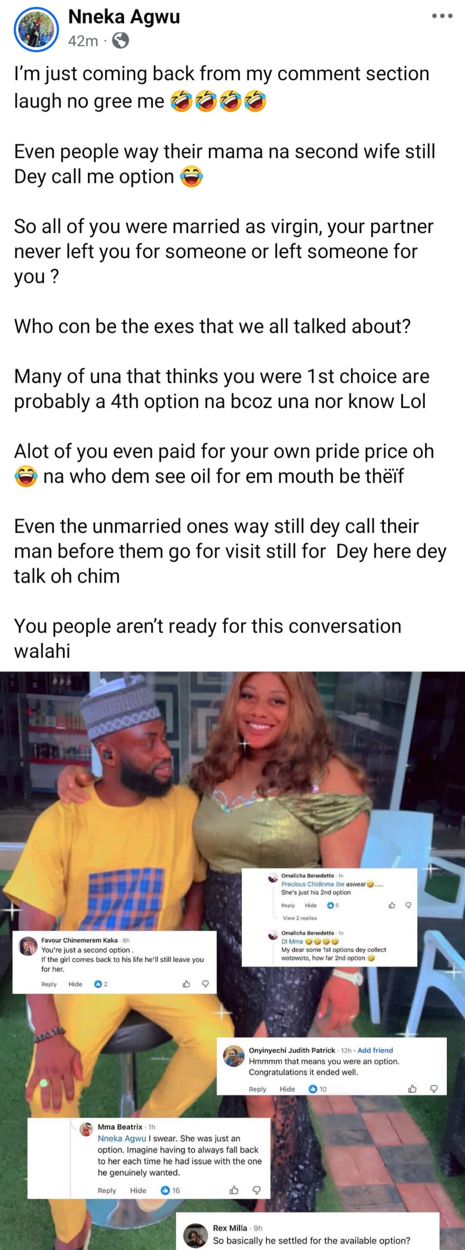 Nigerian couple at a traditional wedding ceremony standing before a decorated arch