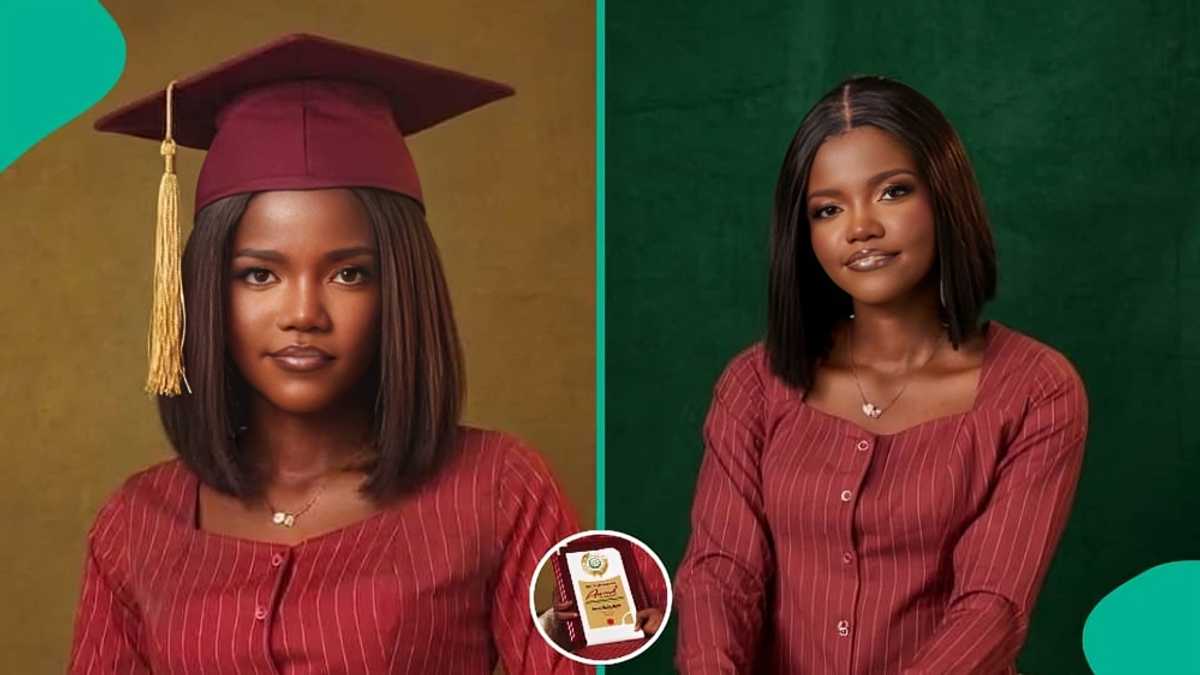 Nigerian university campus with graduation ambience and diploma on a table
