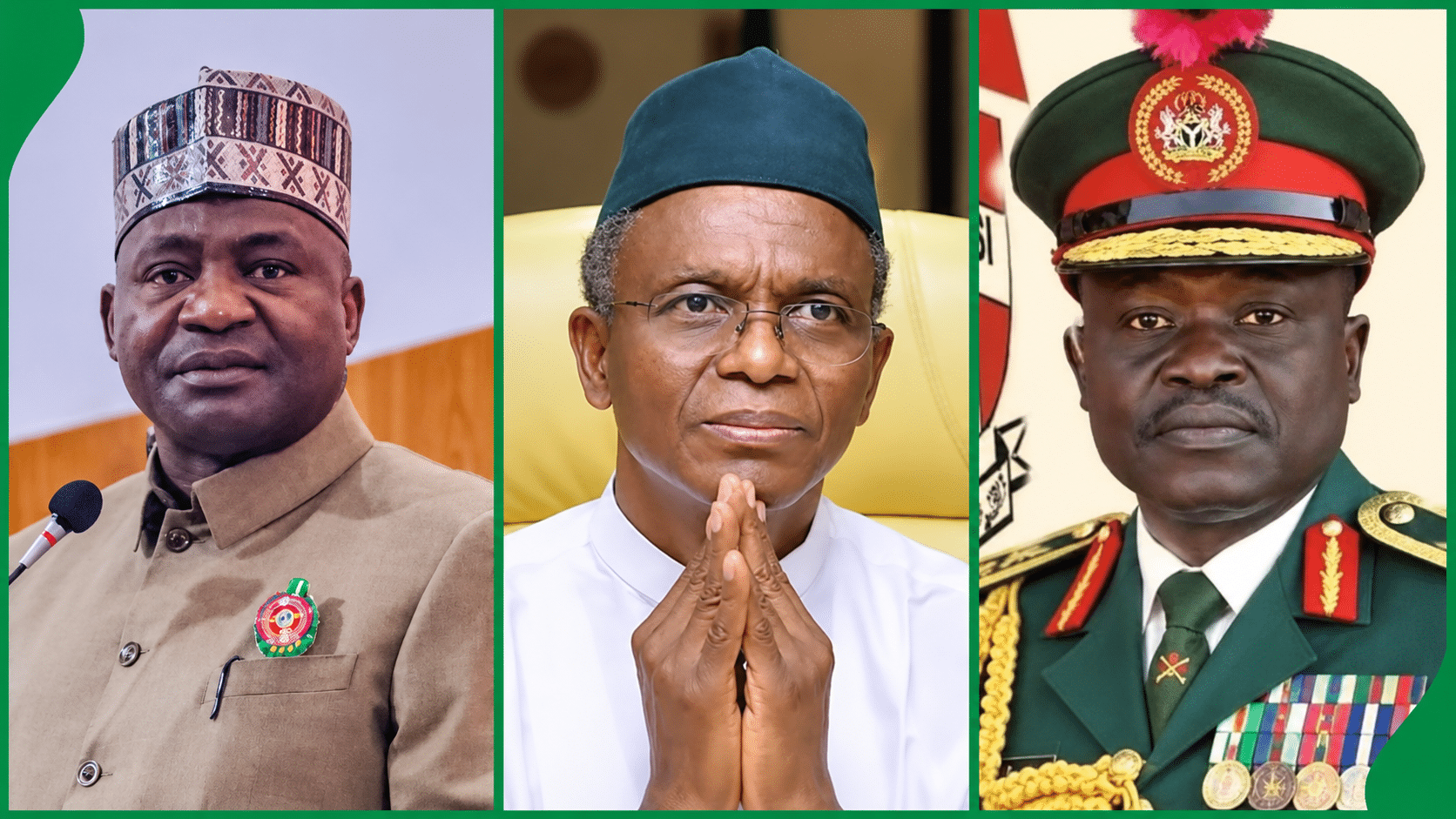 Illustration of military insignia and a dossier representing the demand for evidence in the Kaduna banditry debate