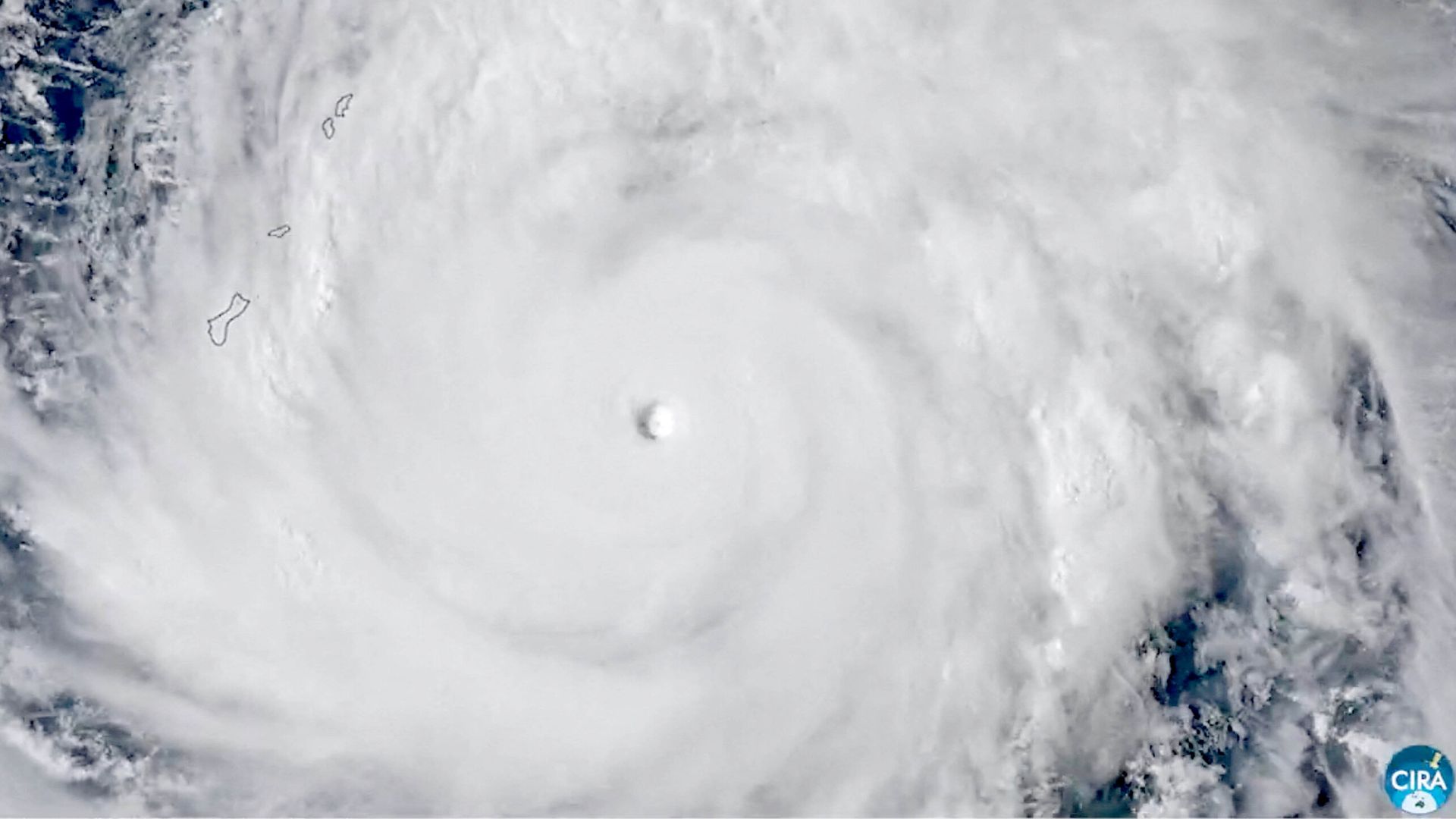 Satellite image of a calm Atlantic Ocean with clear skies, illustrating the lack of hurricanes in 2026.