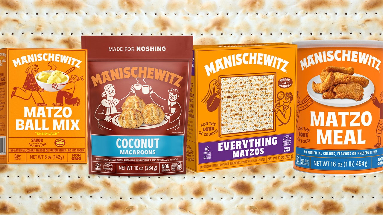 Studio set for a reality dating show with subtle Jewish motifs and Manischewitz products on display