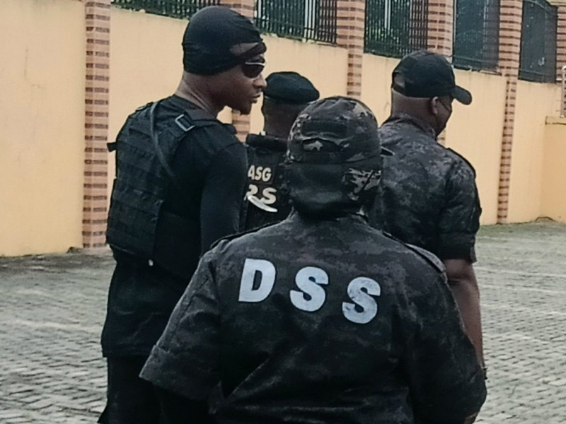 Security checkpoint on a forest road in Cross River State during a DSS operation