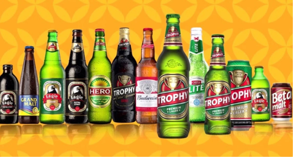 International Breweries modern plant with tanks and Lagos skyline