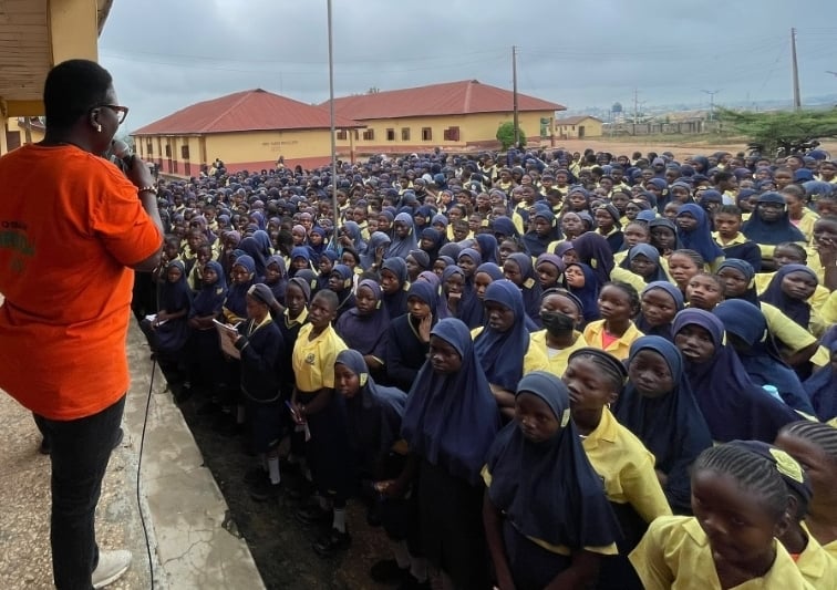 Girls in a Nigerian classroom receiving education