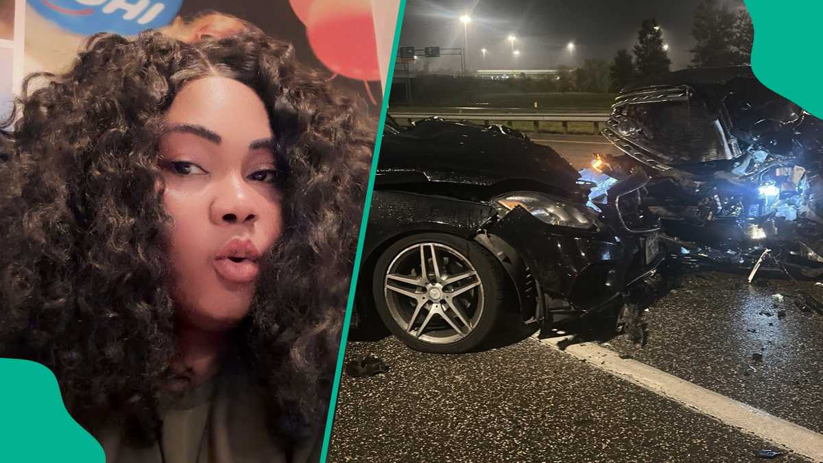 US highway at night with ambulance and crashed car, representing Chichi's car crash abroad