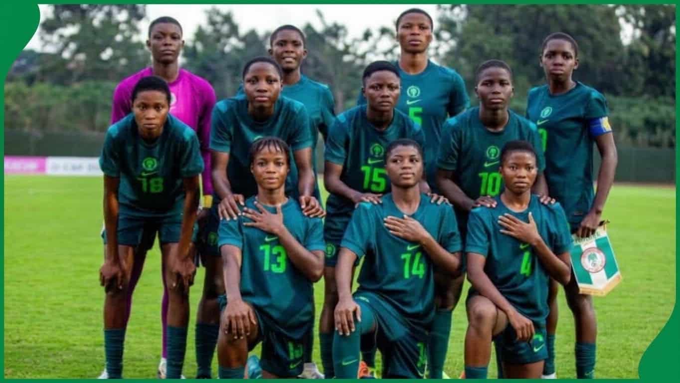 Nigerian U‑17 women’s team playing against Poland in the 2026 World Cup opener