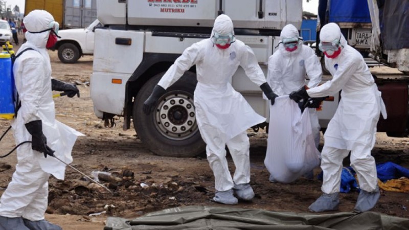 Kenyan health centre used for Ebola monitoring, set against a savannah backdrop.