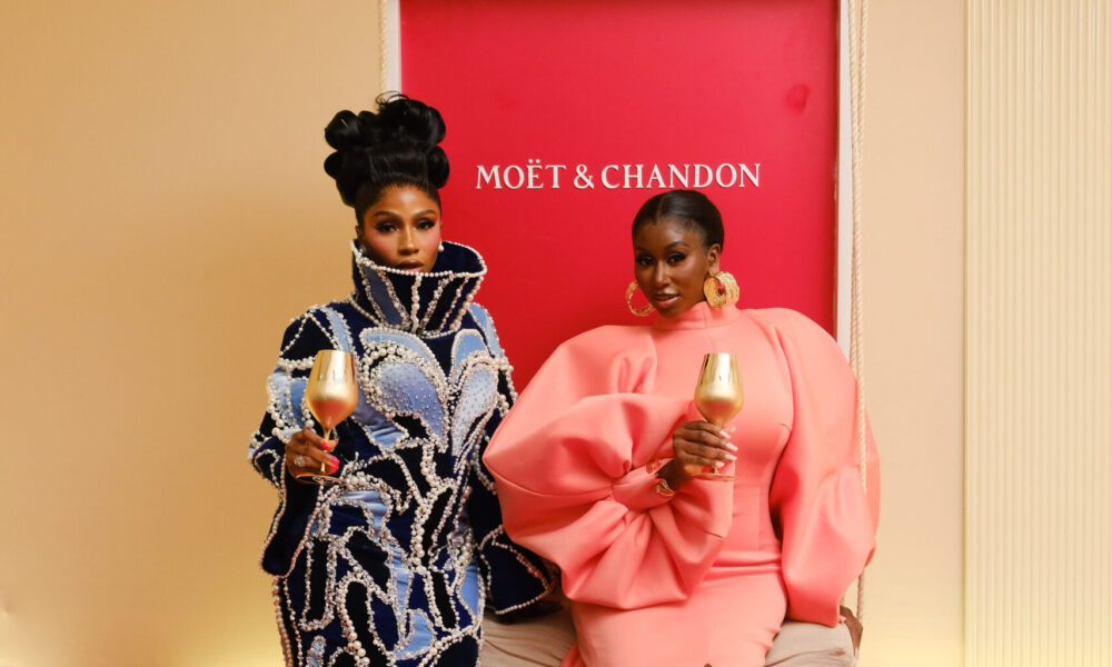 Moët & Chandon champagne on a marble table at BellaNaija's Grand Red Carpet celebration in Lagos