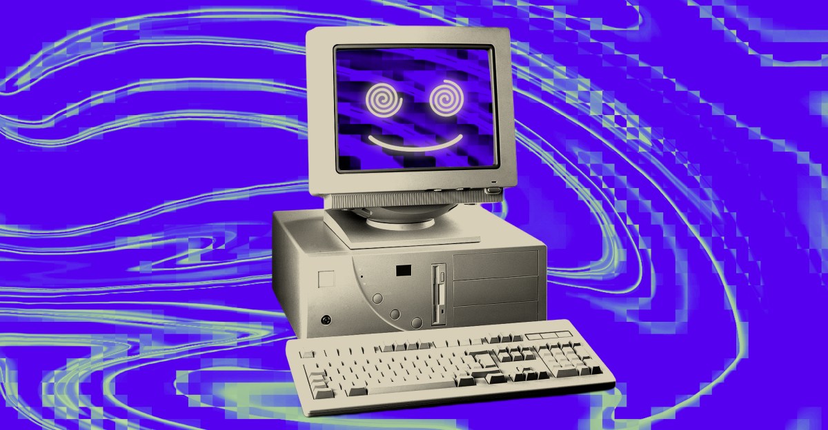 Chat window on a laptop showing quirky conversation between a user and an AI chatbot