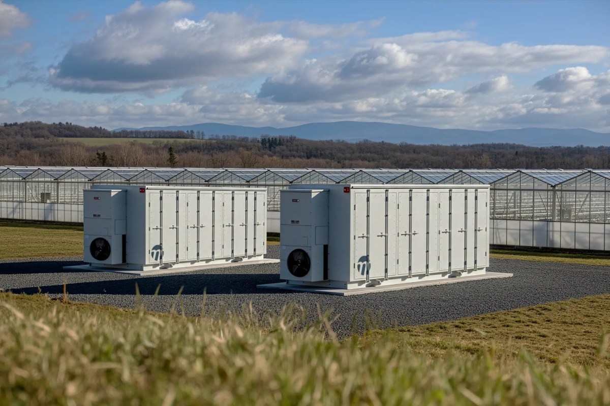 Modern data center with battery storage system installed, showcasing clean energy infrastructure for cloud computing facilities