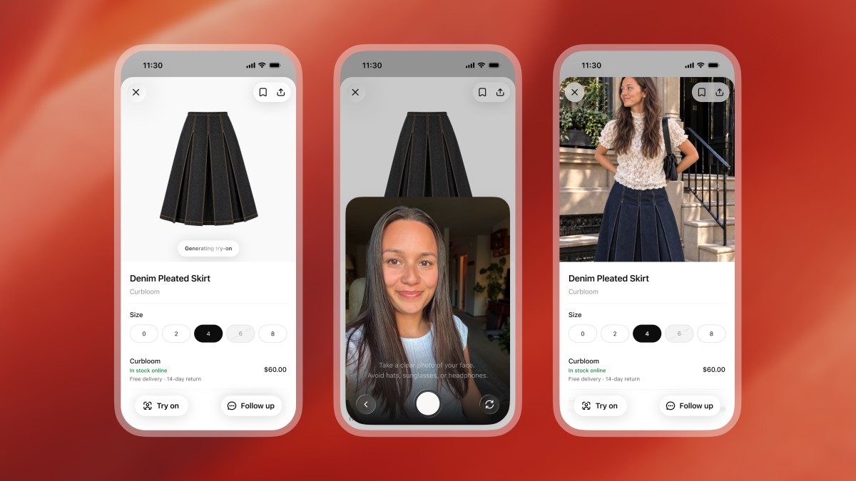 ChatGPT virtual fitting interface on a smartphone showing a garment over a user's photo